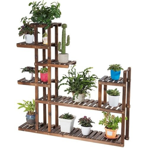 Tweedekans Coast 7-vaks plantenrek Multifunctionele houten plank Bruin 130 Tweedehands