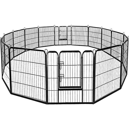 Tweedekans Coast 8-delige Opvouwbare Metalen Hondenren - Zwart - 212 x 212 x 100 Tweedehands