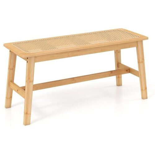 Tweedekans Coast Bamboe Eetkamerstoel - Handgeweven Rotan Zitting - 100 x 35 x 45 cm - Naturelkleur Tweedehands