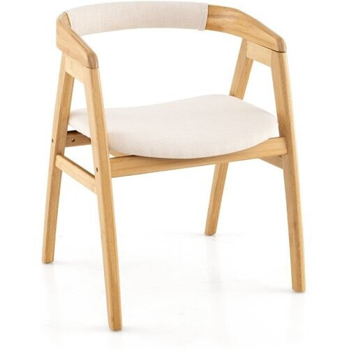 Tweedekans Coast Bamboe Eetkamerstoel met Gebogen Rugleuning en Gestoffeerd Zitkussen – Model JV12861NA Tweedehands