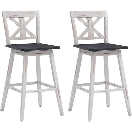 Tweedekans Coast Bar Stool 2 Set Vintage Bar -stoelen met 360 ° roterende stoel en niet -slip coating 73,5 cm wit Tweedehands