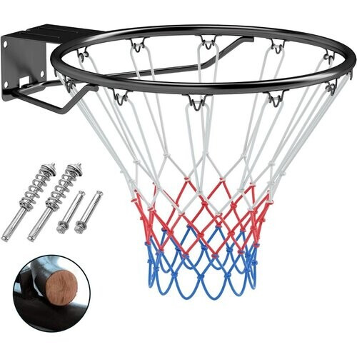 Tweedekans Coast Basketbalring Ø 45 cm Zwart – Massieve Weerbestendige Basketbalkorf met Net voor Wandmontage – 59,5 x 48 x 38 cm Tweedehands