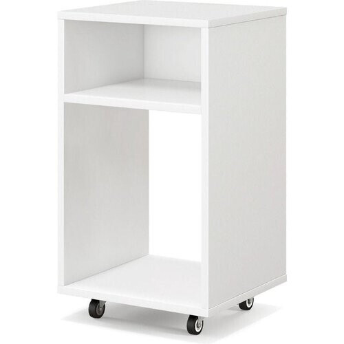 Tweedekans Coast Bijzettafel Open - Op Wielen - 33 x 30 x 58 cm - Wit Tweedehands