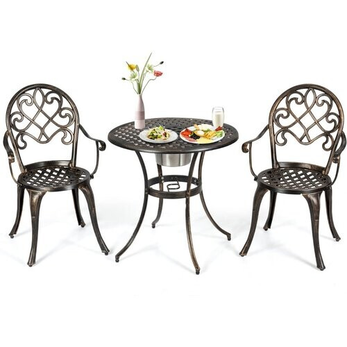Tweedekans Coast Bistroset 3-Delig - Metaal - Met Ijsemmer - Max. 100 kg - Brons Tweedehands