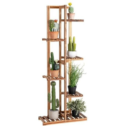 Tweedekans Coast bloemplank 6 verdiepingen tellende houten planten staan 50 x 21 x 124 cm bruin Tweedehands