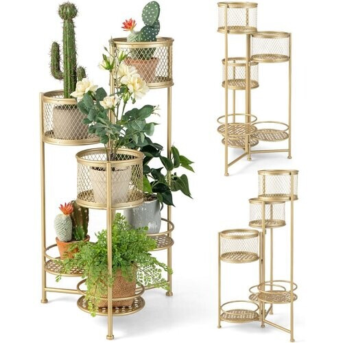 Tweedekans Coast Bloempotstandaard 6 Niveaus Metalen Plantenstandaard - Goud Tweedehands