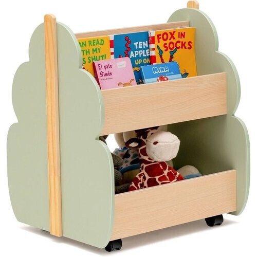 Tweedekans Coast boekenplank kinderboekplank gemaakt van hout met universele wielen 52 x 46 x 62,5 cm groen Tweedehands