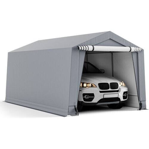 Tweedekans Coast Carport - Gegalvaniseerd Staalframe - 483 x 300 x 240 cm - Grijs Tweedehands