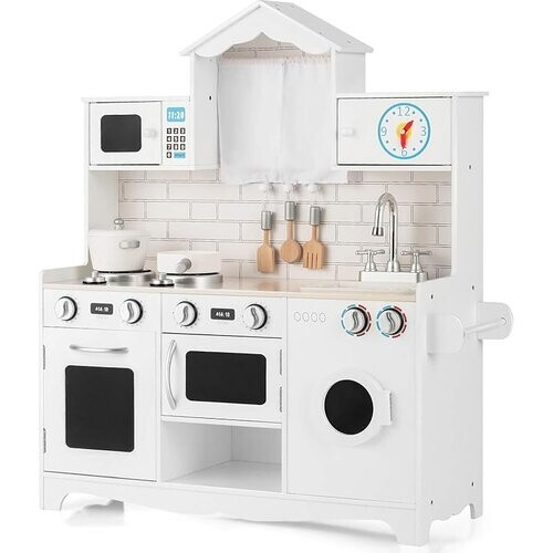 Tweedekans Coast Children's Kitchen inclusief game -accessoires spelen keuken met wasmachine en magnetron 78 x 29 x 93 cm wit Tweedehands