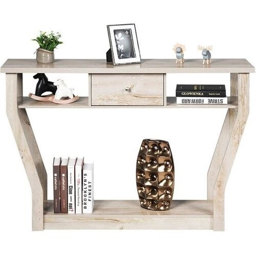 Tweedekans Coast Console Tafel – Met Lade & Plank – 3-Laags – Modern – 120 x 30 x 81 cm Tweedehands