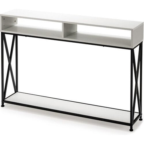 Tweedekans Coast Consoletafel – Open Plank & Stalen Frame – 120 x 23 x 79 cm – Wit Tweedehands