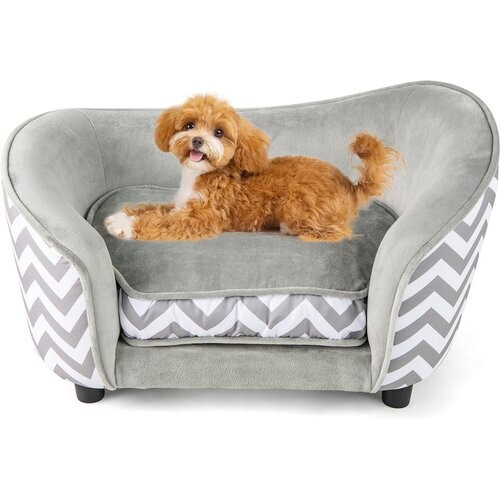 Tweedekans Coast Deluxe Honden- en Kattenbank 69,5x40x40,5 cm - Grijs/Wit - Comfortabel Huisdieren Sofa met Opbergruimte Tweedehands