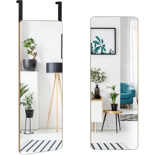 Tweedekans Coast Deur- en Wandspiegel met Bamboeframe – Moderne Hangende Spiegel voor Hal, Woonkamer en Slaapkamer – 100 x 35 cm – Natuurlijk Tweedehands