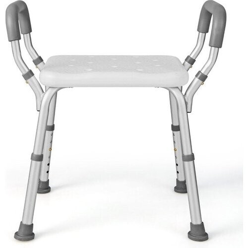 Tweedekans Coast Douchekruk – Hoogte Verstelbaar – Aluminium – Met Armleuningen & Antislip Rubberen Voeten – 59 x 43 x 54-67 cm Tweedehands