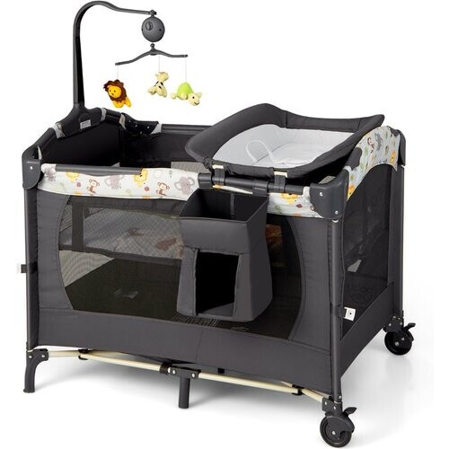 Tweedekans Coast draagbare baby speeltuin 3-in-1 converteerbare playpen met bed 107 x 72 x 80,5 cm grijs Tweedehands