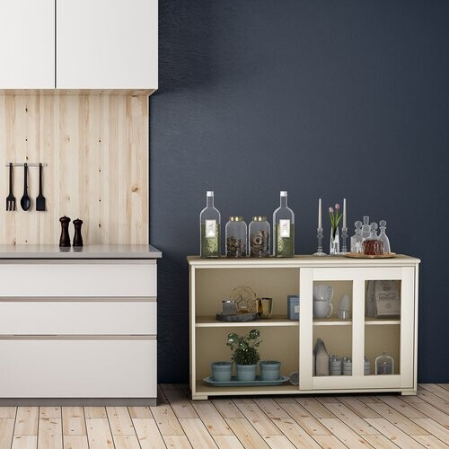 Tweedekans Coast dressoir keukenkast woonkamer regel met schuifdeuren wit 106,5 x 33 x 62,5 cm Tweedehands