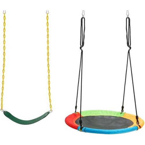 Tweedekans Coast Dubbele Kinderschommel - Belastbaar tot 300 kg - Staal - 249 x 185 x 181,5 cm - Blauw/Geel Tweedehands