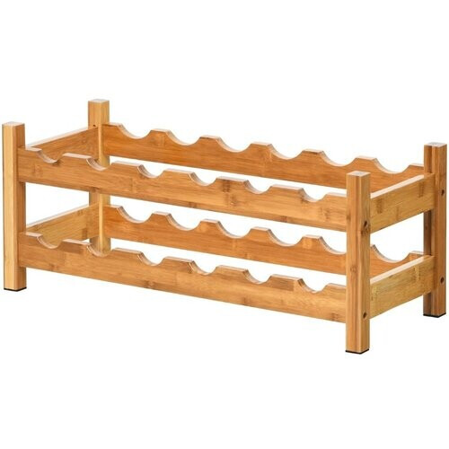 Tweedekans Coast Dubbele wijnrek 12-flessen - Natuurlijk bamboe Tweedehands