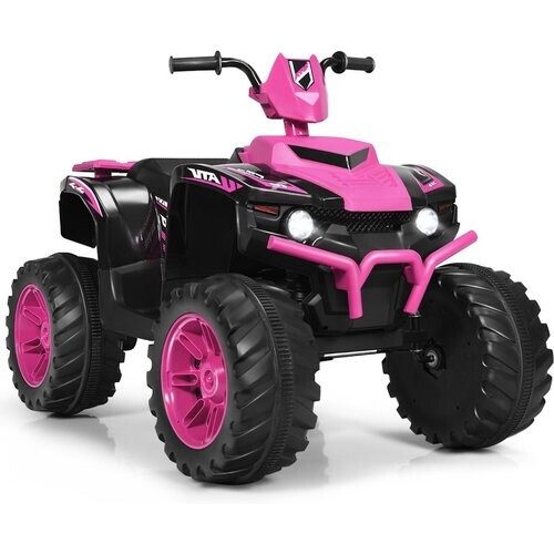 Tweedekans Coast Elektrische Kinder Quad - 2,8-5 km/u - 12V - Met Muziek - 104 x 67 x 74 cm - Roze/Zwart Tweedehands