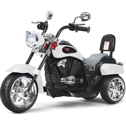 Tweedekans Coast Elektrische Motorfiets voor Kinderen – Chopper Stijl – Met Muziek – 91 x 48 x 64 cm – Wit/Zwart Tweedehands