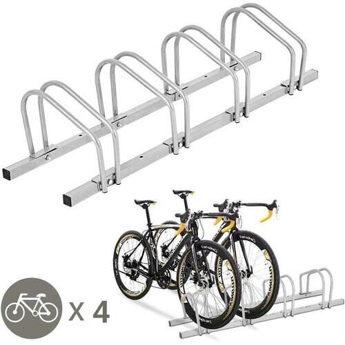 Tweedekans Coast Fietsenrek voor 4 fietsen Fietsenrek Meervoudig Stalen Vloerstandaard Zilver Tweedehands