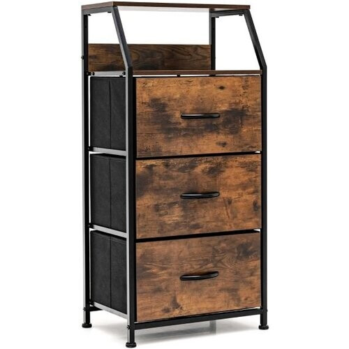 Tweedekans Coast Free - Opbergkast met 3 laden en plank 45 x 30 x 92 cm - rustiek bruin Tweedehands