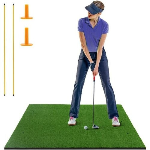 Tweedekans Coast Golf Tee Mat – Inclusief 2 Rubberen Tees & 2 Uitlijnstangen – 6 Tee Posities – 152 x 117 cm – Groen Tweedehands