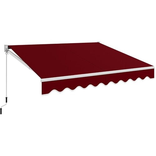 Tweedekans Coast Handmatig Uitschuifbaar Zonnescherm 295x250 cm – Rood – Aluminium Frame – Verstelbare Hoek 40°-100° – Zonder Boren Tweedehands