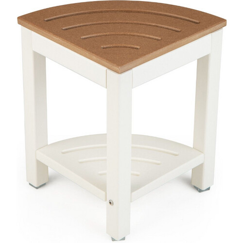 Tweedekans Coast - Hoek Douchekruk - 32,5 x 32,5 x 43,5 cm - Wit & HDPE - Met Planchet & Voetsteun - Waterdicht & Belastbaar Tot 150 kg Tweedehands