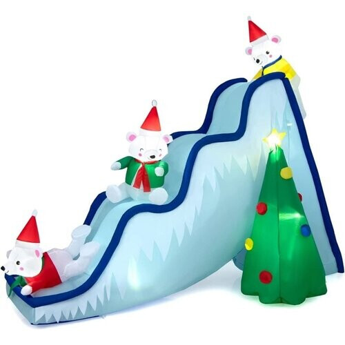 Tweedekans Coast Hoge Opblaasbare IJsbeer Glijbaan Met Kerstboom Kerstversiering MET Verlichting - 220cm Tweedehands
