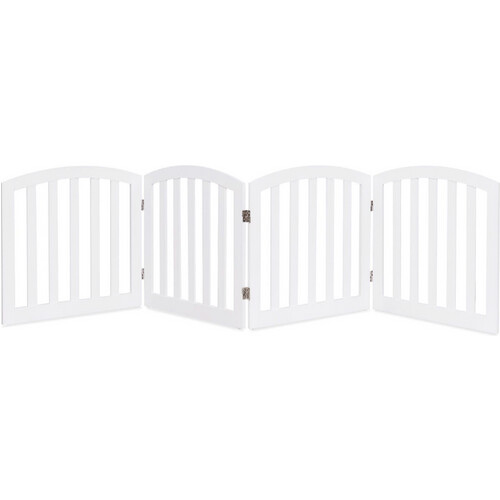 Tweedekans Coast – Hondenomheining & Traphekje – 245x61 cm – Wit MDF – 4-delig & Opvouwbaar – Vrijstaand met 2 Steunpoten & 360° Scharnieren – Flexibele Veiligheid Tweedehands