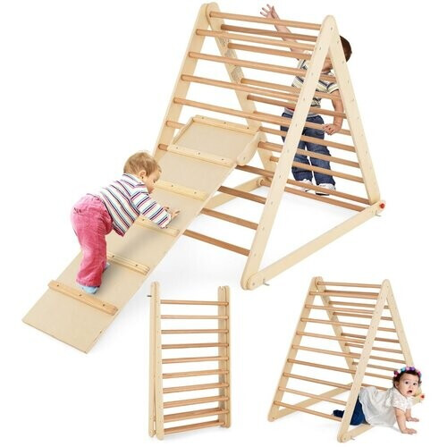 Tweedekans coast houten kinderklimdriehoek - natuurlijk hout - 120 x 71 x 110 cm - jongens en meisjes 3+ Tweedehands