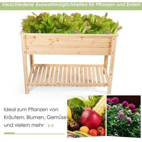 Tweedekans Coast Houten Plantenbak Verhoogd Bed met Opbergplank voor Groeiende Planten 92 x 41x 81 cm Tweedehands