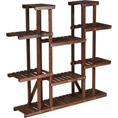 Tweedekans Coast Houten Plantenrek Bloemenplank 9 Planken - 125 x 25 x 114 cm - Bruin Tweedehands