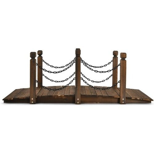 Tweedekans Coast Houten Tuinbrug met Reling Decoratieve Brug - 150 x 67 x 55 cm - Natuur Tweedehands