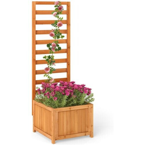 Tweedekans Coast Houten Verhoogde Plantenbak met Klimrek - Oranje - 42,5 x 40,5 x 123 cm Tweedehands