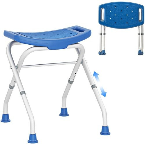 Tweedekans Coast In Hoogte Verstelbare Douchestoel met Antislip Rubberen Voetjes – Veilig en Comfortabel Douchen – 53 x 50 x 52,5 cm – Blauw Tweedehands