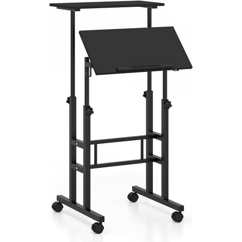 Tweedekans Coast-in hoogte verstelbare stoel-stat-bureau met een 2-fasen computerwerkstation op Rolls Black Tweedehands