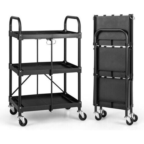 Tweedekans Coast - Inklapbare Gereedschapswagen op wielen - 61 cm x 44 cm x 96 cm - Zwart Tweedehands