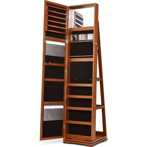 Tweedekans Coast Juwelenkast Met Spiegel - 39 x 39 x 161 cm - Bruin Tweedehands