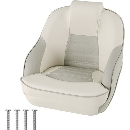 Tweedekans Coast - Kapiteinskuipstoel Pontonbootstoel - Waterdicht PVC, Ergonomische Hoge Rug, 150 kg Belastbaar - 58 x 61 x 51 cm - PVC/PP - Wit/Grijs Tweedehands