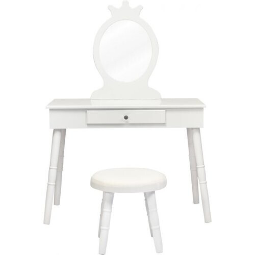 Tweedekans Coast Kaptafel voor Kinderen – Met Spiegel & Krukje – Inclusief Opbergkist - Wit Tweedehands