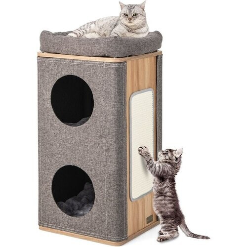 Tweedekans Coast Kattenhuis - 2 Verdiepingen - Max. 20 kg - Grijs / Hout Tweedehands