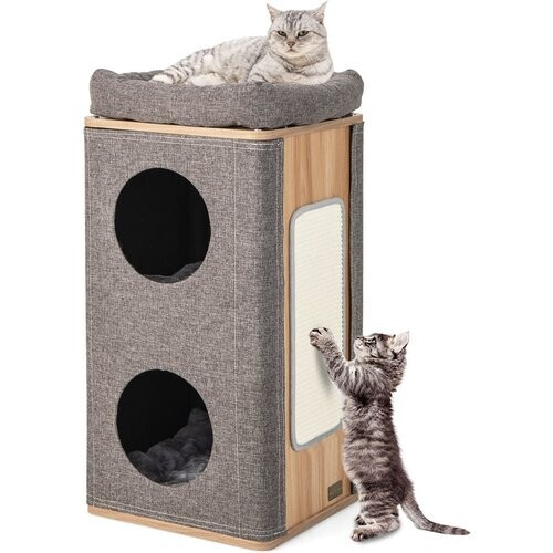 Tweedekans Coast Kattenhuis - 2 Verdiepingen - Max. 20 kg - Grijs / Hout Tweedehands