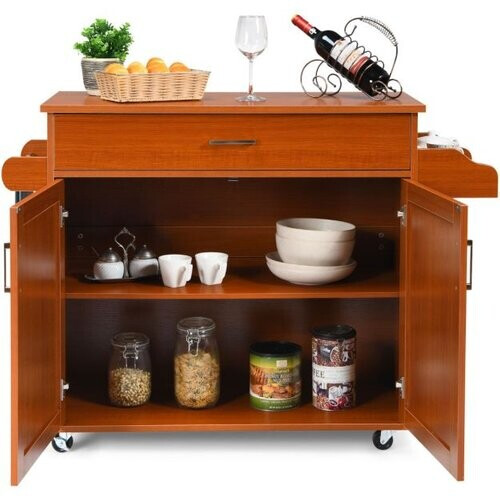 Tweedekans Coast keukenauto met handdoekhouder en kruidenbord keukeneiland met lade 116 x 40 x 85 cm bruin Tweedehands