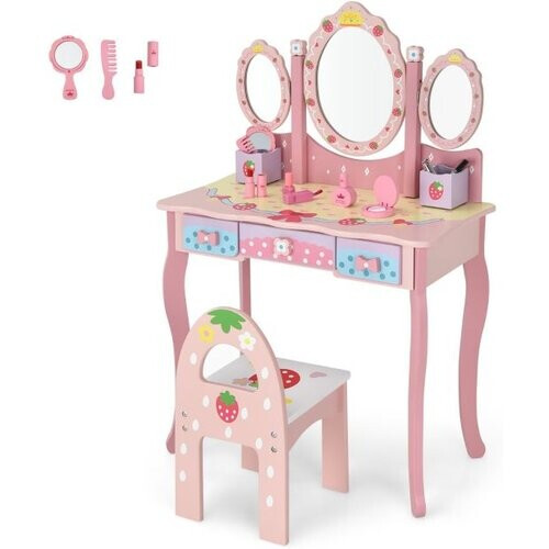 Tweedekans Coast Kinder Kaptafel - Drievoudige Spiegel - Roze Tweedehands