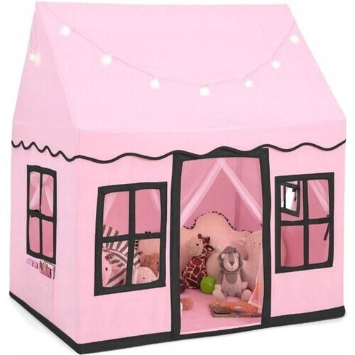 Tweedekans Coast - Kinder Speelhuis Indoor – Kindertent met Sterrenlichtjes & Gevoerde Mat – Roze/Zwart – Voor 3 Kinderen Tweedehands