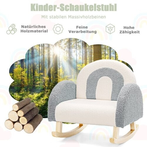 Tweedekans Coast Kinderen Gevotte schommelstoel met massieve houten benen grijs Tweedehands