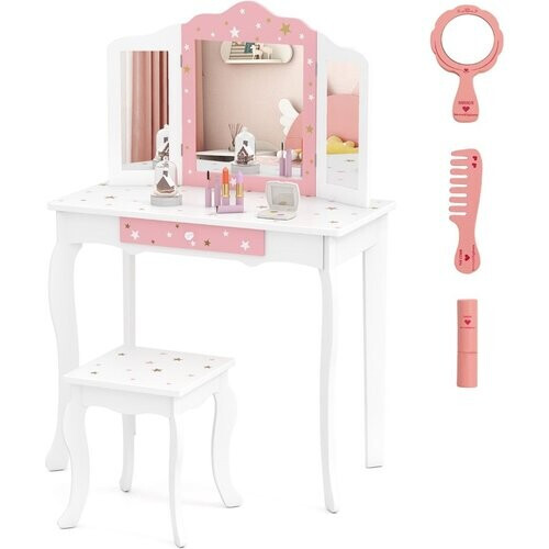 Tweedekans Coast Kinderkapidetafel Princess Frieriertisch met lade opvouwbare spiegel met kaptafel wit Tweedehands