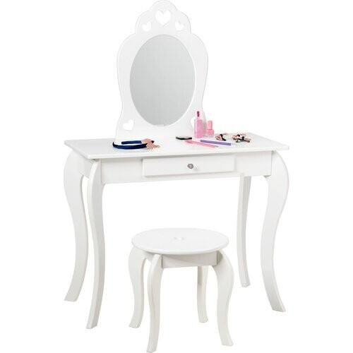 Tweedekans Coast Kinderkaptafel Make-up Tafel Met Krukje En Spiegel - Wit Tweedehands